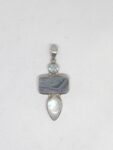 Colgante Piedra Luna - Aguamarina - Calcedonia Cristalizada y Plata 925