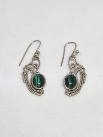 pendientes malaquita y plata 925